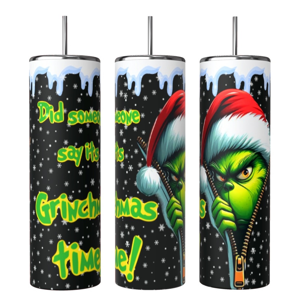 IT’S GRINCHMAS TIME XMAS 20oz SUBLIMATED STAINLESS STEEL DOUBLE WALL TUMBLER